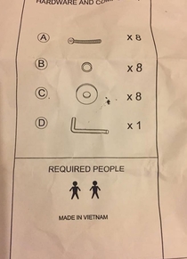 Assembly instruction says I need two Vietnamese to assemble it