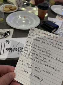 At my friends wedding they left envelopes and notecards to write something to them in the future I had to take my chance and Rick Roll them  years in the future