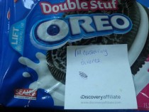 Ate the cream from the oreo and put the cookies back in the bag - Woke up to find this note  Im a monster