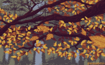 Autumn River - pixel art using only  colors by me 