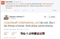 Awesome exchange between Zach Braff amp Dwayne Johnson on Twitter