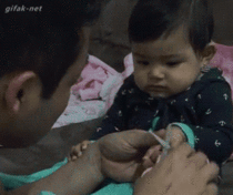 Baby girl scares her dad by screaming when he attempts to trim her nails