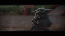 Baby yoda spits out frog