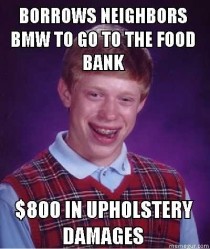 Bad Luck Brian visits the food bank