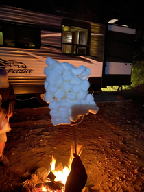 Bag of marshmallows melted together time to roast a GIANT marshmallow