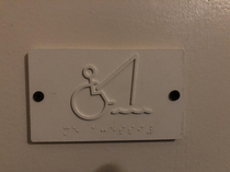 Bathroom sign for the mens handicap stall Cant confirm if this is accurate for men in wheel chairs or not