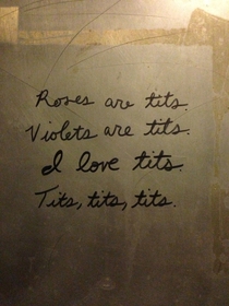 Bathroom wall poetry at my local bar