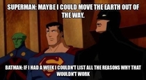 Batman putting Superman in his place