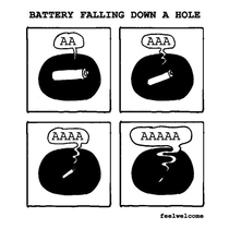 Battery falling down a hole OC