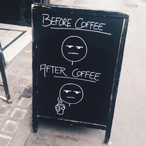 Before coffee after coffee