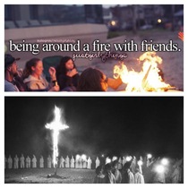 Being around a fire with friends