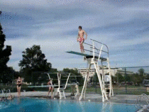 Belly flop off high dive
