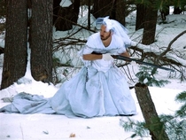 Best use for ex-wifes wedding dress snow camo