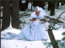 Best use for ex-wifes wedding dress snow camo