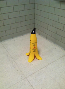 Best Wet Floor Sign Ever Banana for scale