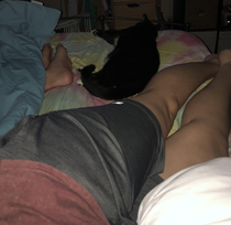 Between our cat and my bf always taking up space can someone please tell me where Im supposed to put my legs