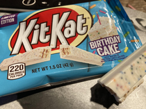 Birthday Cake KitKat was delish and actually had lots of sprinkle sprinkles