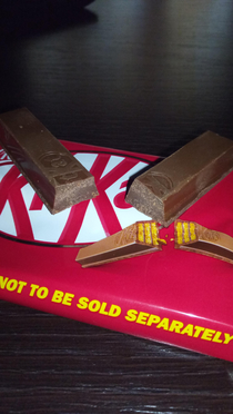 Biscuit-less KitKat all  where without biscuits in the package