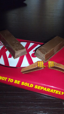 Biscuit-less KitKat all  where without biscuits in the package