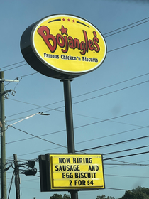Bojangles so desperate they are hiring their food