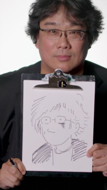 Bong Joon-ho when asked to draw a Quick Self Portrait According to him he isnt good at sketching