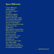 Bored in lockdown so I wrote a poem about Jeff Bezoss spaceflight