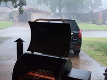 Bought a new grill and within  mins of unboxing it it starts storming and pouring Thanks Oklahoma
