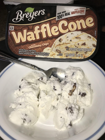 Breyers Waffle Cone Ice Cream now with  Carmel Swirl