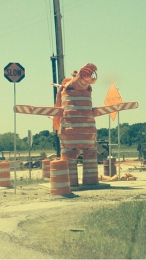 Bridge in my area is getting a makeover The construction workers put this out along the highway