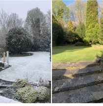 British weather in a nutshell My Back Garden this morning then evening