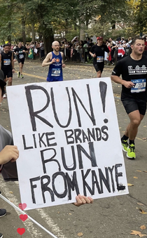 Brother made a sign for the  New York City Marathon