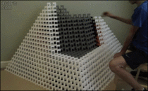 Building a domino pyramid