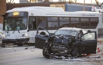 Bus apologizes for crashing into car in Winnipeg Manitoba
