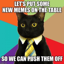 Business cat loves old memes