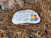 By chance found this painted rock in the woods today