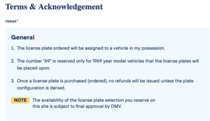 California DMV does not allow the number  in their -letter license plates