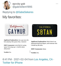 California Vanity plate applications