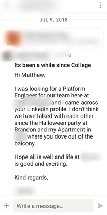 Came across this LinkedIn message from 