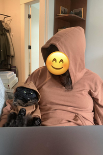 Came home to my girlfriend and cat in matching outfits