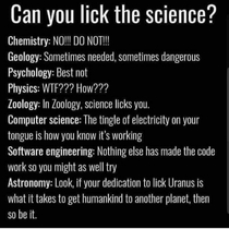 Can you lick the science