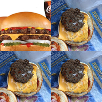 Carls Jr new  double cheese burger vs what I saw inside the burger