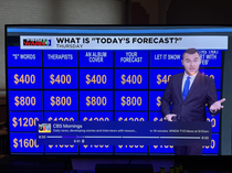 Celebrity Jeopardy on the local news forecast