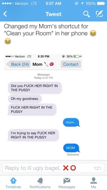Changes a shortcut in his Moms phone