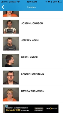 Checking the local jail bookings and saw this