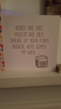 Cheeky Valentines card to the wife
