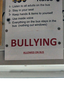 Child took a picture of the bus rules