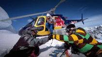 Chopper drop at the mountain top