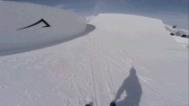 Clearing a  foot gap with skis