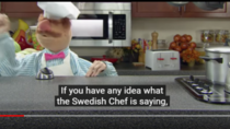 Closed caption writer gives up on Swedish Chef