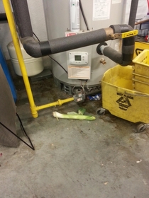 Co-worker came running into my office and said there is a big leak under the water heater